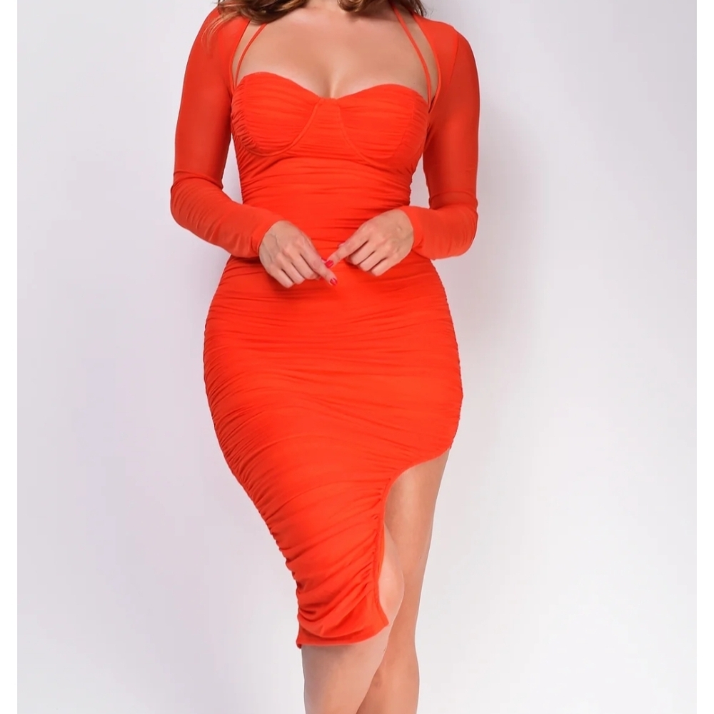 Chic Asymmetrical Red Dress